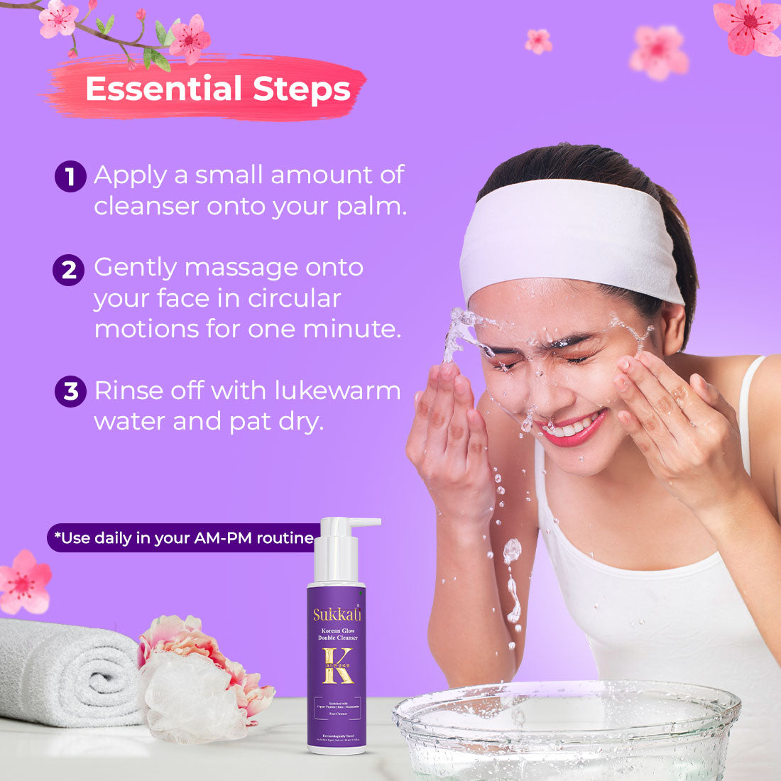 Sukkati Korean Glow Face Double Cleanser | Face Wash for Glowing Skin | Cleanser for Uneven Skin Tone | Korean Skin Care, For Oily skin 100 ml