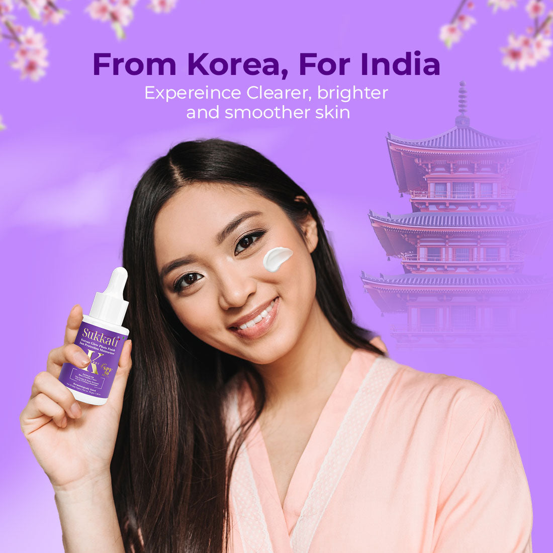 Sukkati Korean Glow Photo Finish Sun Protection Moisturizer, SPF 50 PA++++ SUNSCREEN Enriched with Centella, Hyaluronic Acid and Niacinamide , 50gLl